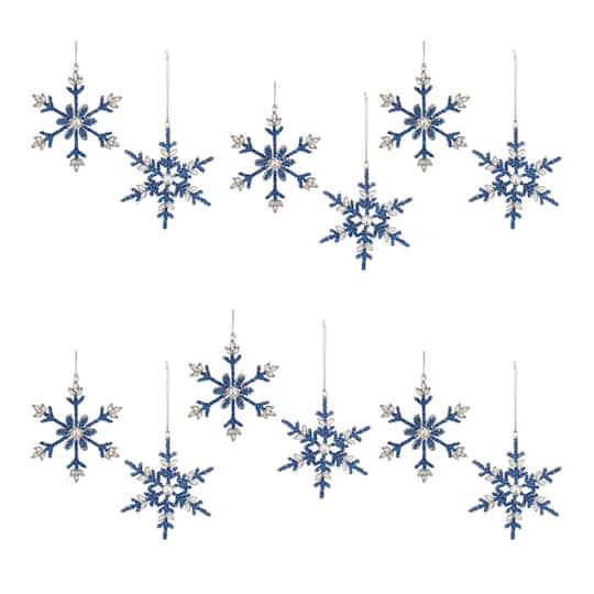 6" Beaded Metal Snowflake Ornaments, 12ct.